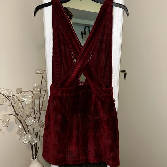 Burgundy sweet reputation Corduroy Overall Dress - Picture 5 of 5